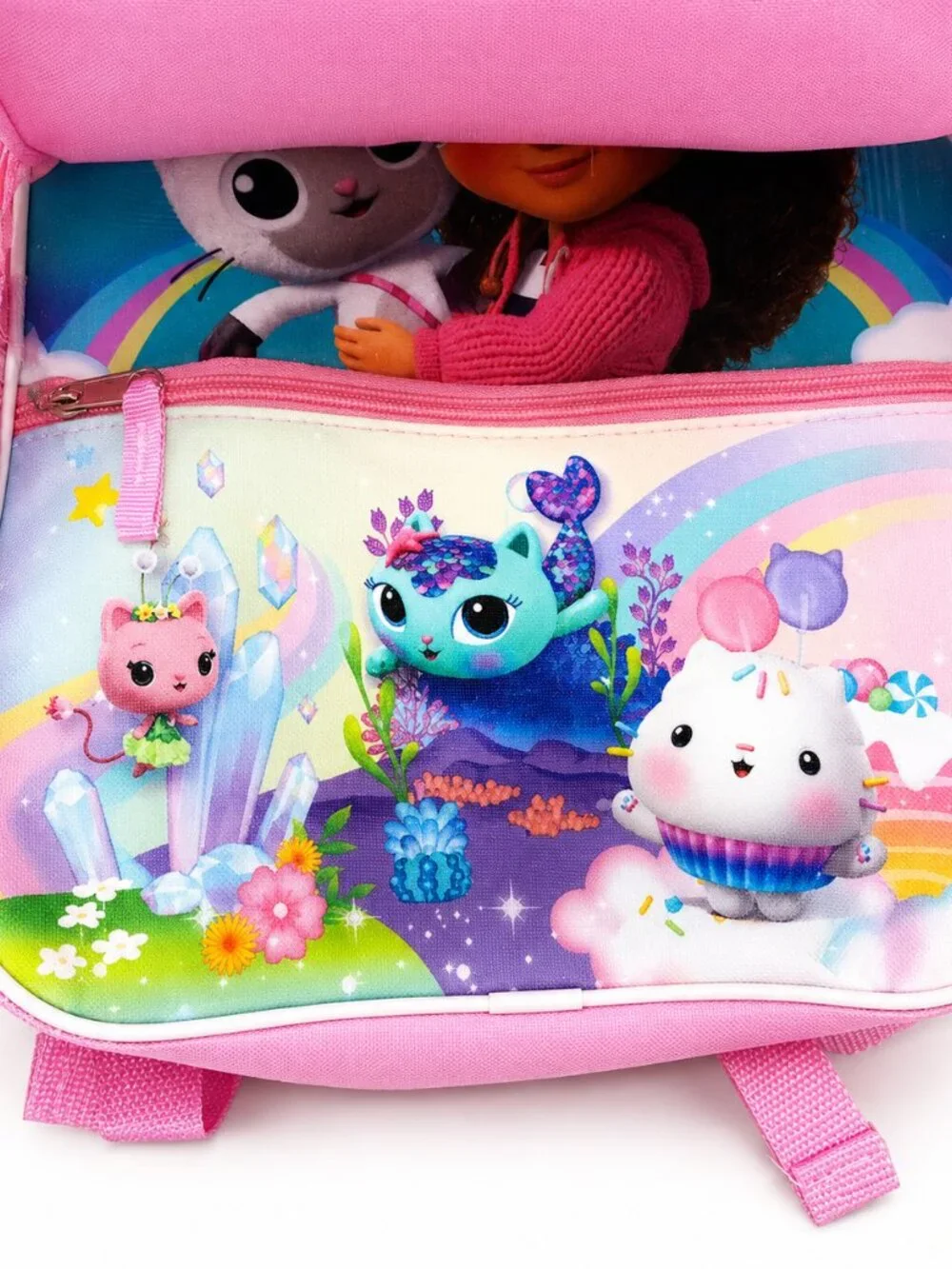 Gabby's Dollhouse Girls Backpack Detachable Lunch Bag Pink Kids School Backpack